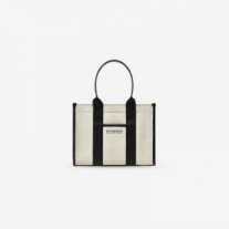 Balenciaga Small Hardware Tote Bag With Strap Canvas In White