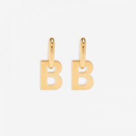 Balenciaga XL B Chain Earrings In Gold