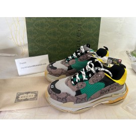 Balenciaga Triple S Sneakers GG Supreme Patchwork UniseX In BeigeGreen