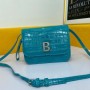 Balenciaga B Crossbody Bag Crocodile Embossed Leather In Blue